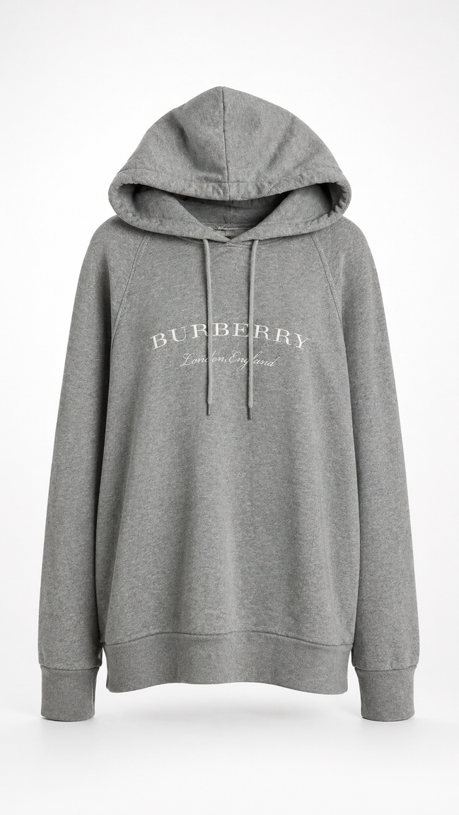 Burberry Grey Embroidered Logo Hoodie "Unworn"