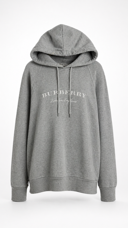 Burberry Grey Embroidered Logo Hoodie "Unworn"