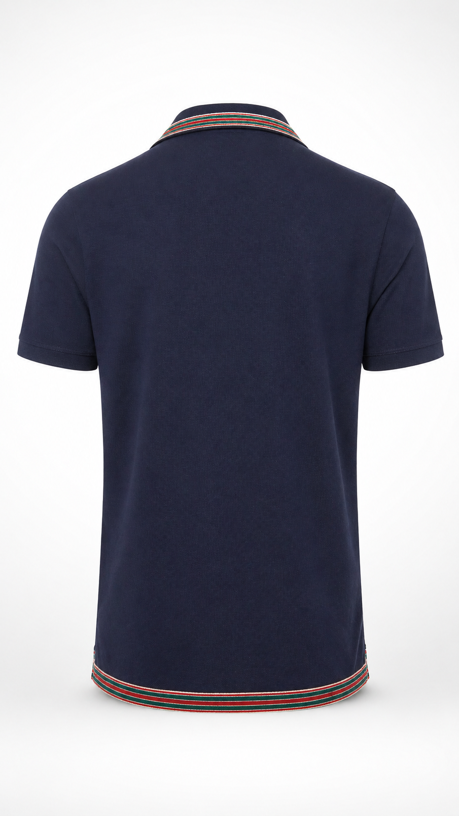 Gucci Navy Blue Web Trim Button-Down Polo Shirt 