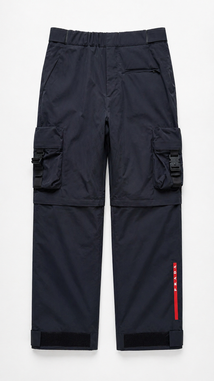 Prada Linea Rossa Black Technical Convertible Cargo Pants "Unworn"