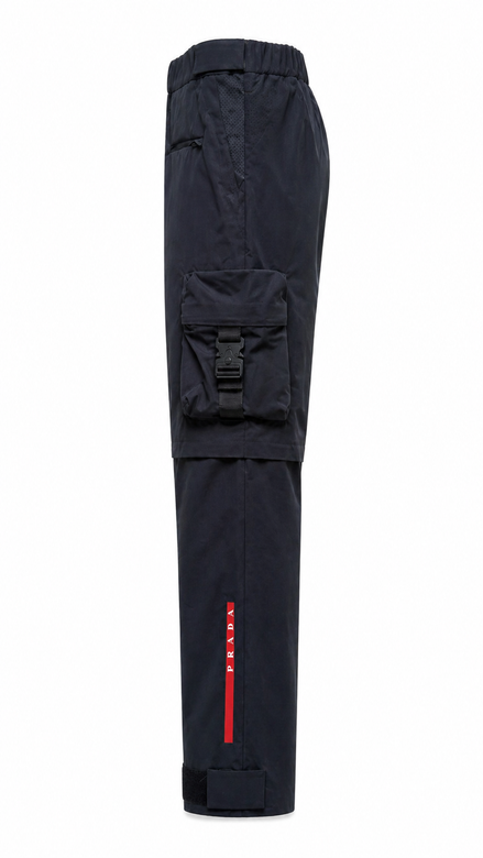Prada Linea Rossa Black Technical Convertible Cargo Pants "Unworn"