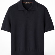 Loro Piana Navy Blue Empire Knit Polo Shirt 