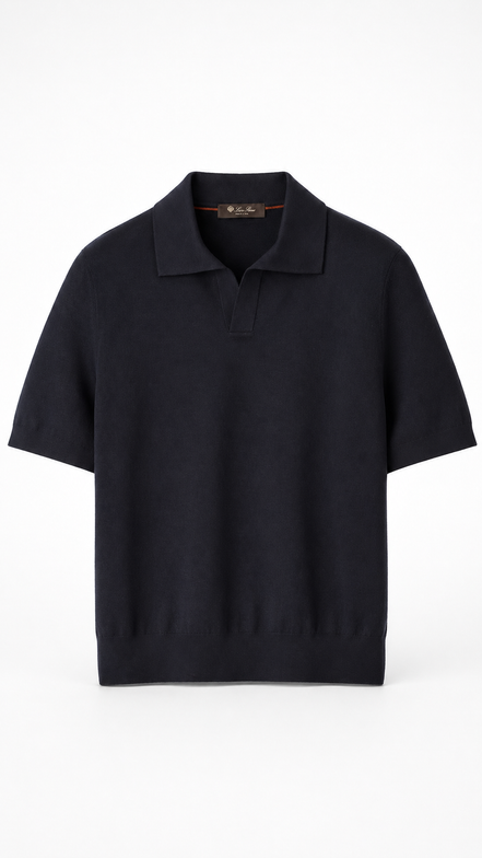 Loro Piana Navy Blue Empire Knit Polo Shirt "Unworn"