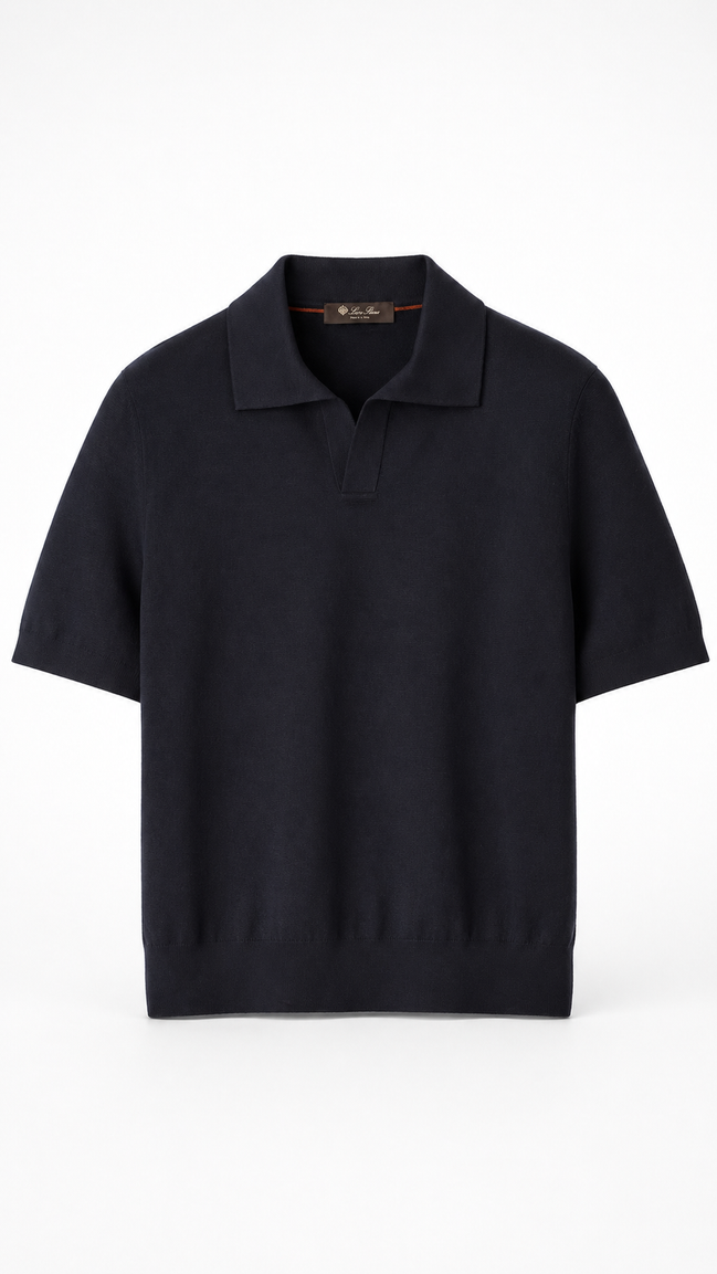 Loro Piana Navy Blue Empire Knit Polo Shirt "Unworn"