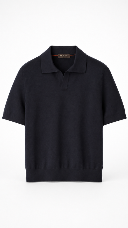 Loro Piana Navy Blue Empire Knit Polo Shirt "Unworn"
