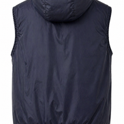 Gucci Navy Blue Hooded Puffer Gilet with Crest Patch 