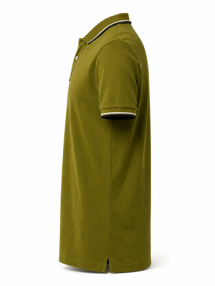 Prada Olive Green Contrast Trim Logo Polo Shirt "Unworn"