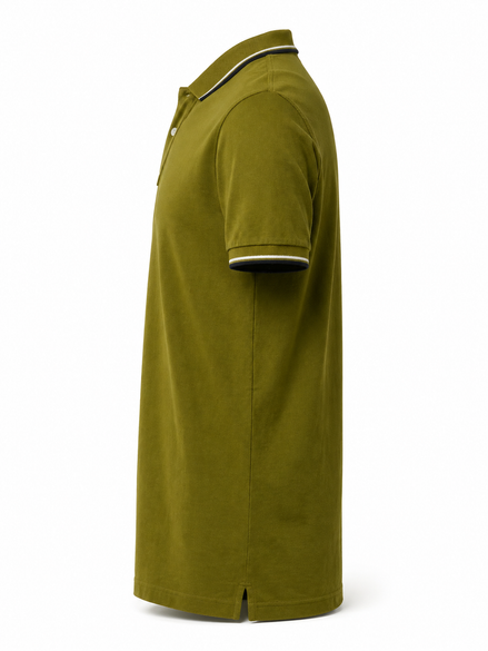 Prada Olive Green Contrast Trim Logo Polo Shirt "Unworn"