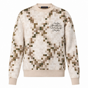 Louis Vuitton Beige Pixelated Damier Script Logo Sweater 