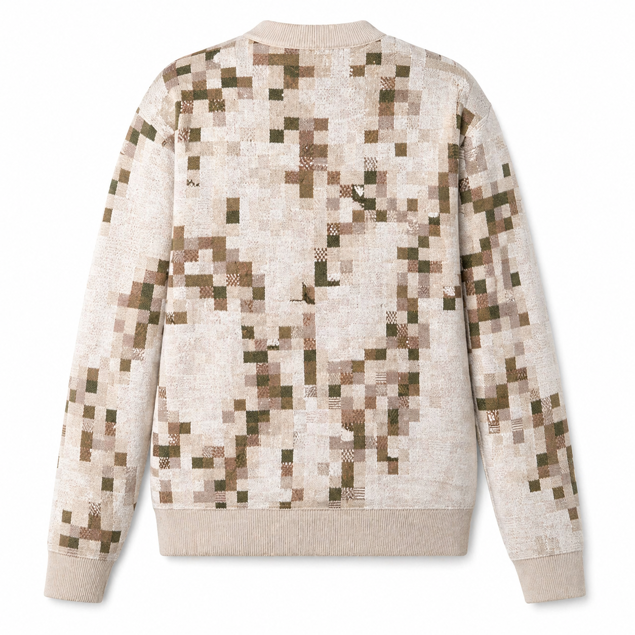 Louis Vuitton Beige Pixelated Damier Script Logo Sweater 