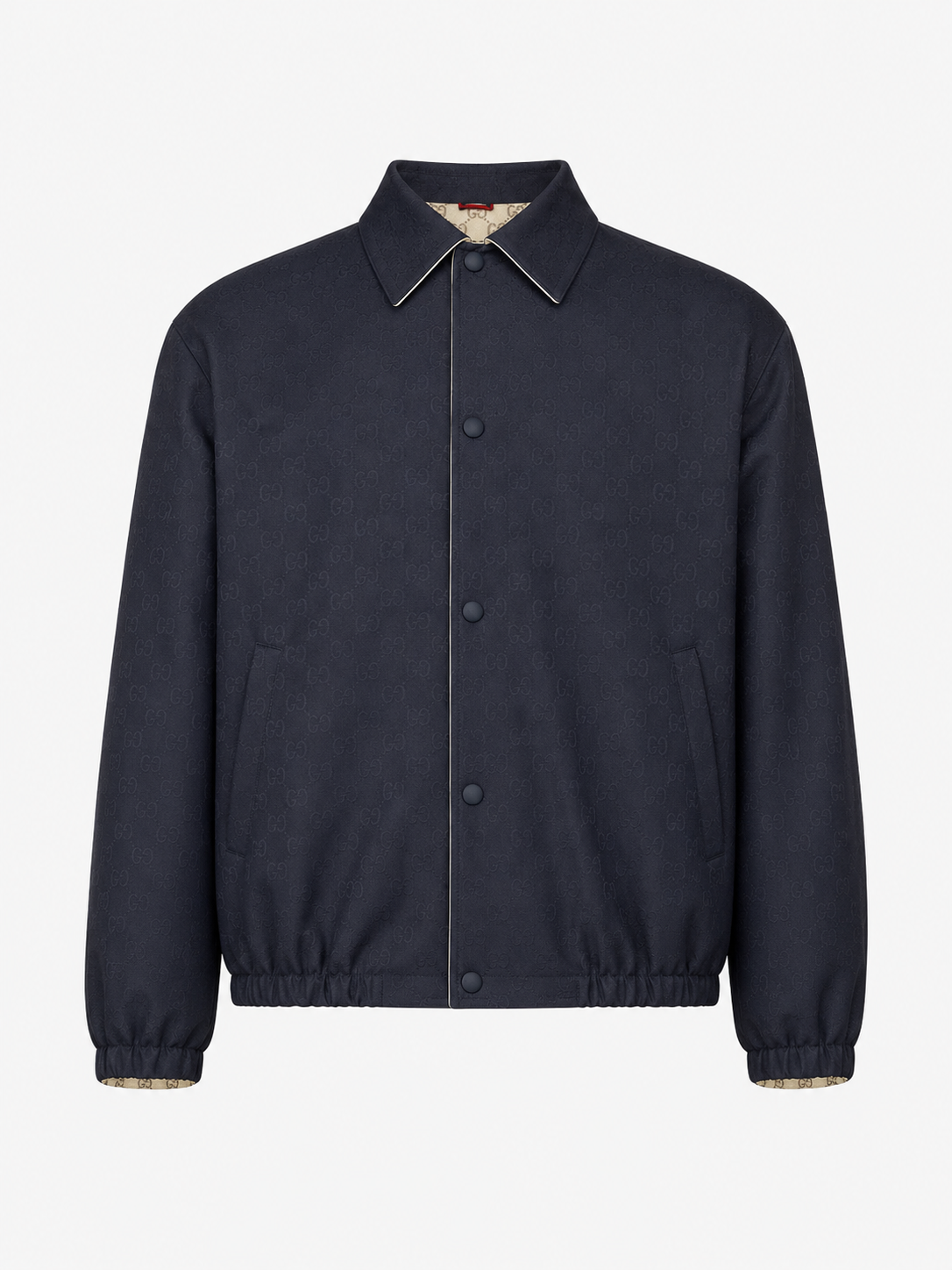 Gucci Navy Blue GG Monogram Reversible Jacket 