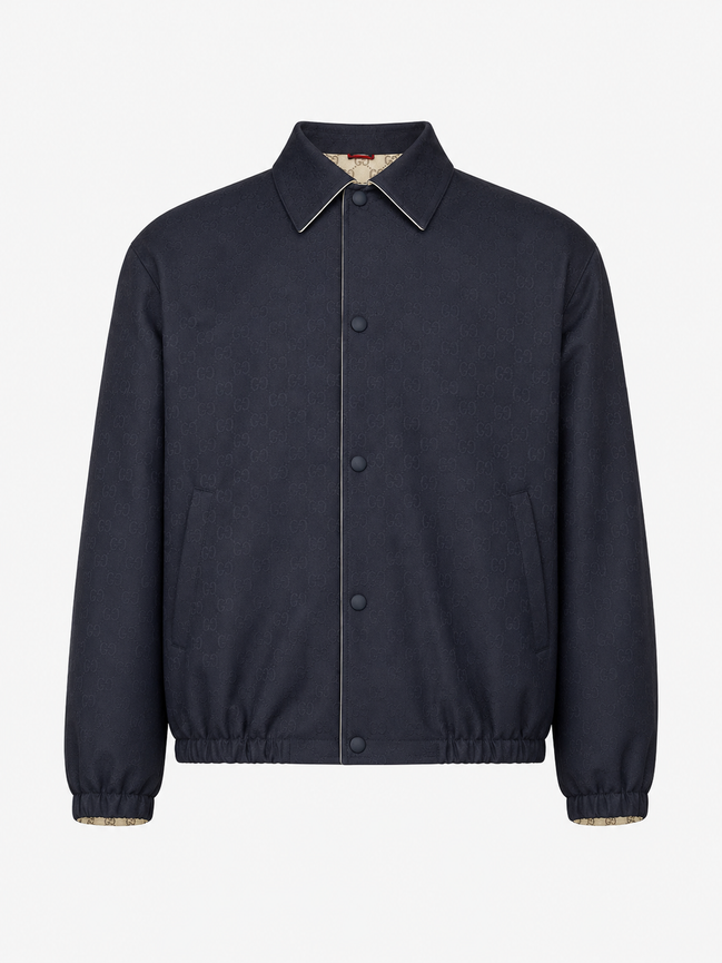 Gucci Navy Blue GG Monogram Reversible Jacket "Unworn"