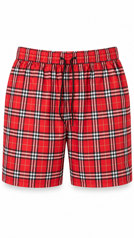 Burberry Red Check Drawcord Swim Shorts "Unworn"