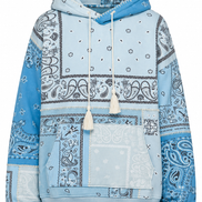 Amiri Light Blue Bandana Patchwork Hoodie 
