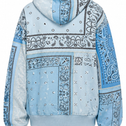 Amiri Light Blue Bandana Patchwork Hoodie 