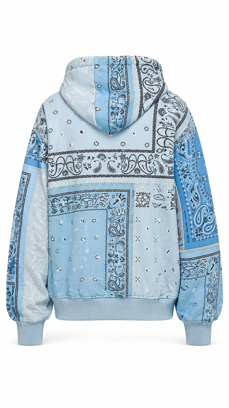 Amiri Light Blue Bandana Patchwork Hoodie 