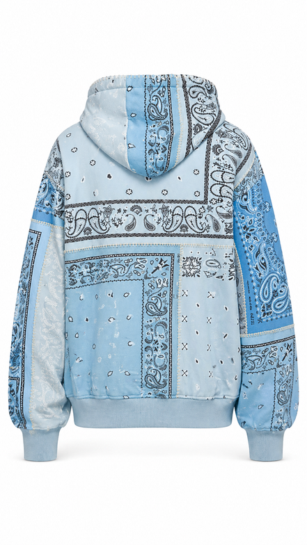 Amiri Light Blue Bandana Patchwork Hoodie "Unworn"