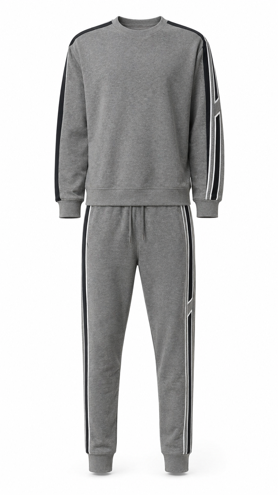 Hermès Grey Cotton Jersey Tracksuit Set with Side Stripes 