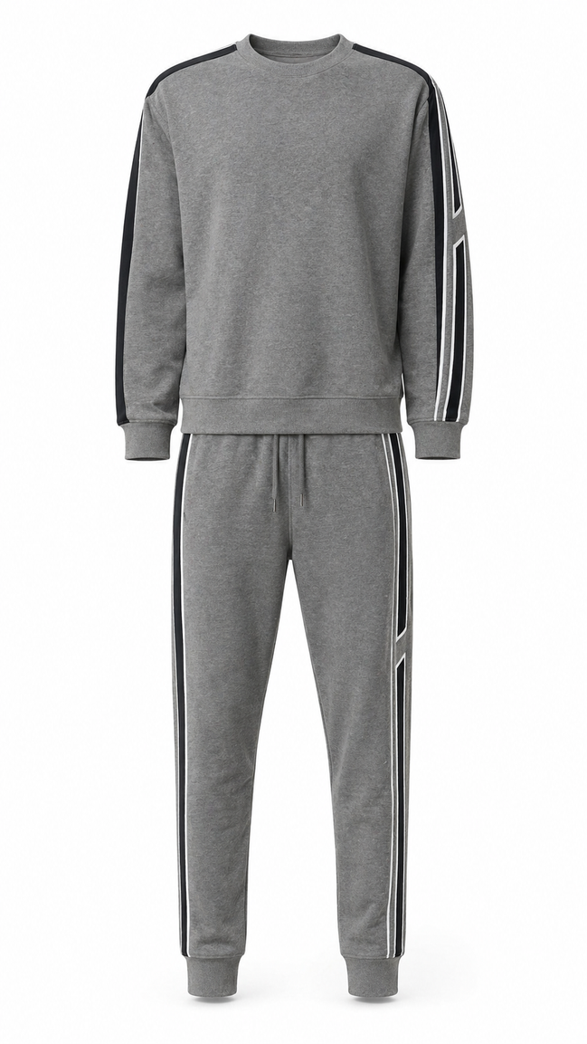 Hermès Grey Cotton Jersey Tracksuit Set with Side Stripes "Unworn"