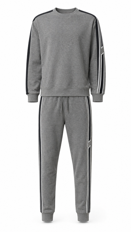 Hermès Grey Cotton Jersey Tracksuit Set with Side Stripes "Unworn"