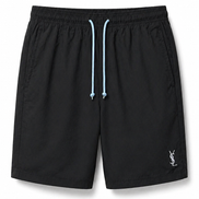 Vintage Saint Laurent Black Swim Shorts with Light Blue YSL Monogram 