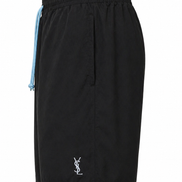 Vintage Saint Laurent Black Swim Shorts with Light Blue YSL Monogram 