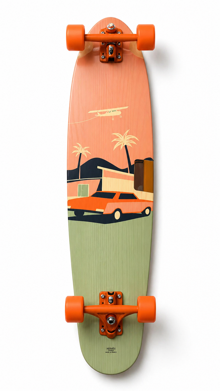 Hermès Printed Maple Wood Graphic Longboard "Unworn"