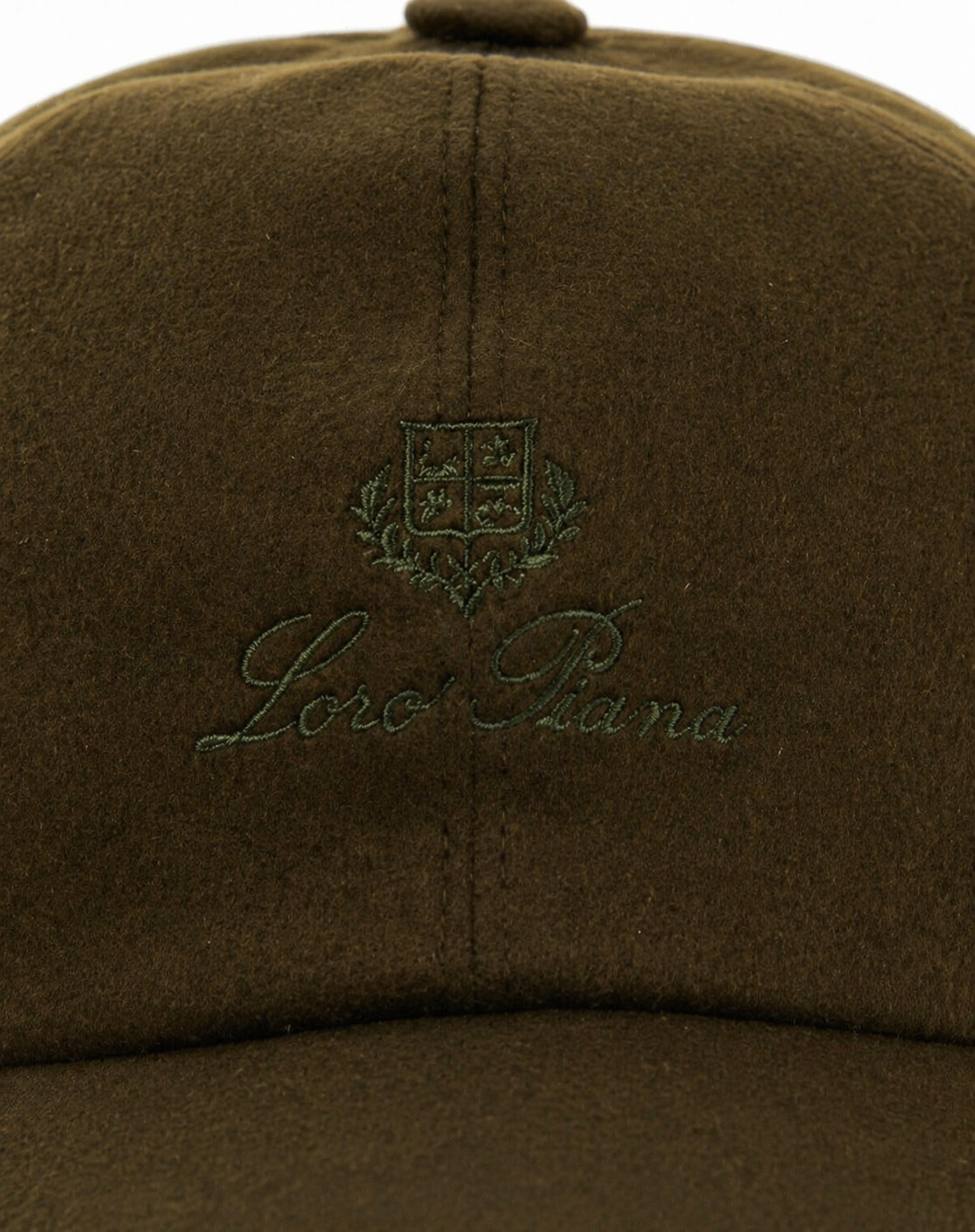 Loro Piana Olive Green Cashmere Baseball Cap 