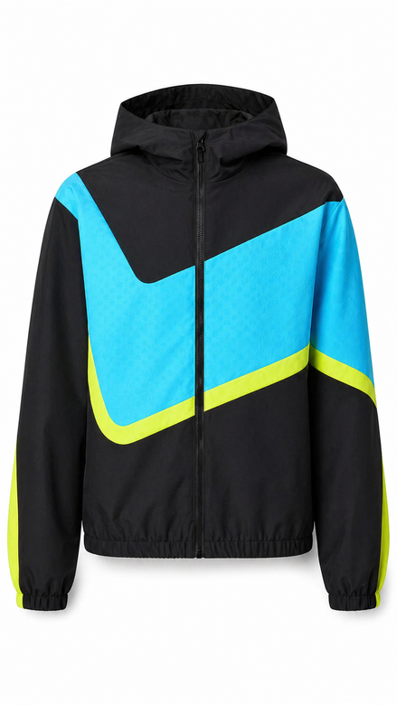 Louis Vuitton Black and Neon Colorblock Monogram Windbreaker "Unworn"