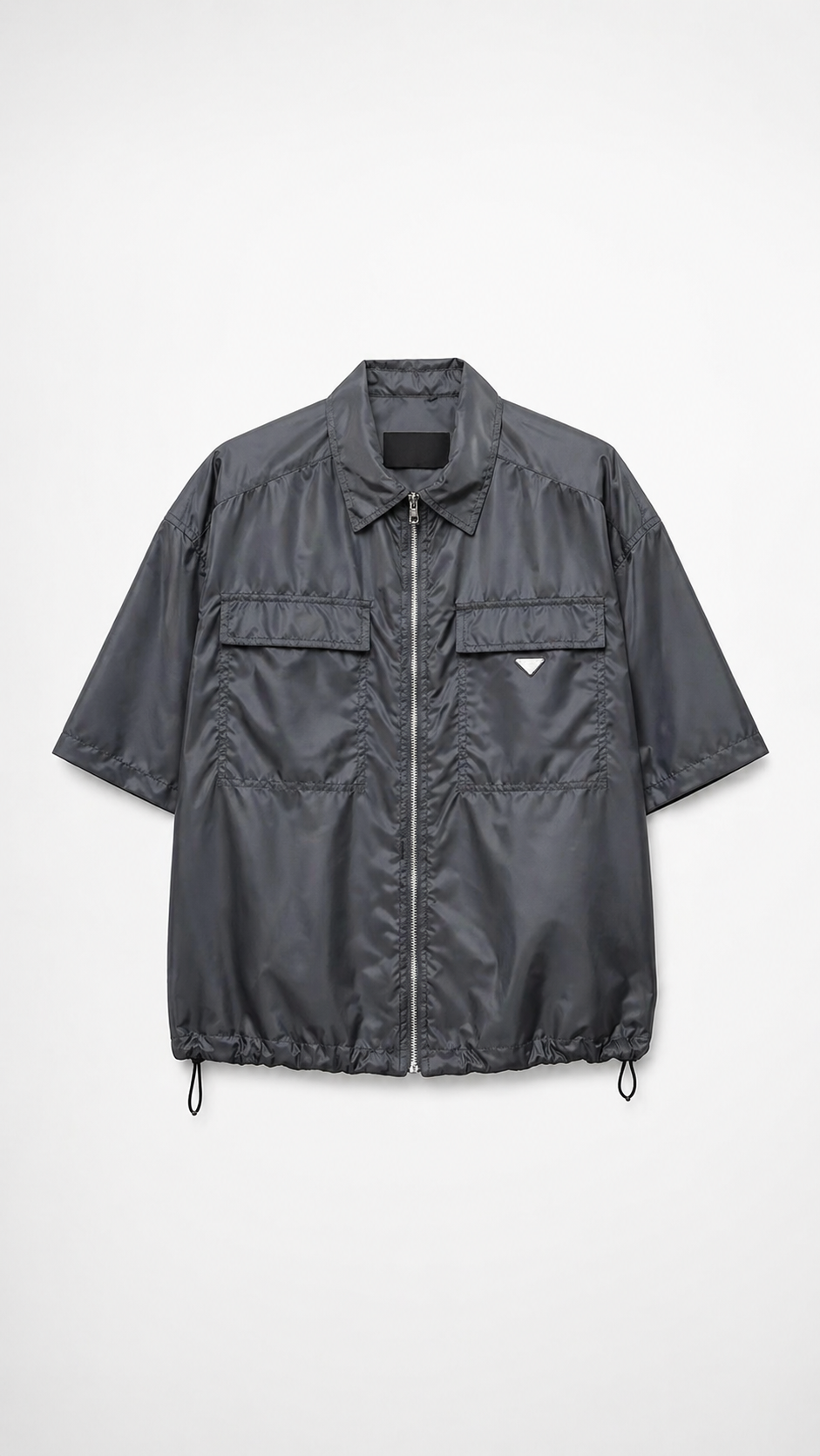 Prada Black Re-Nylon Short-Sleeve Zip Shirt 