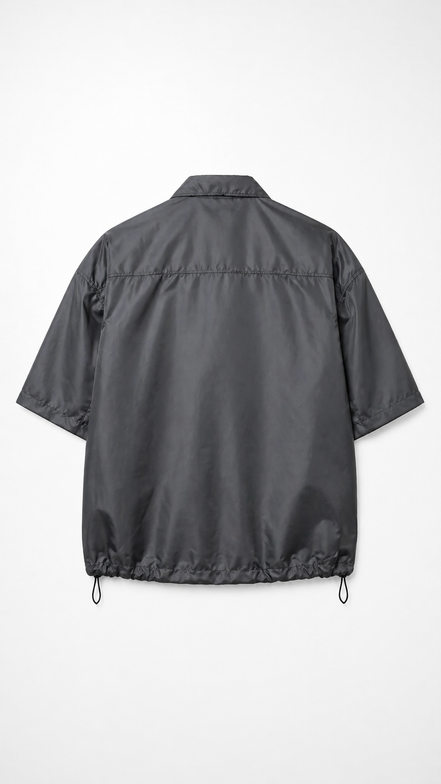 Prada Black Re-Nylon Short-Sleeve Zip Shirt "Unworn"