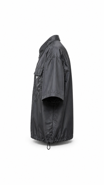 Prada Black Re-Nylon Short-Sleeve Zip Shirt "Unworn"