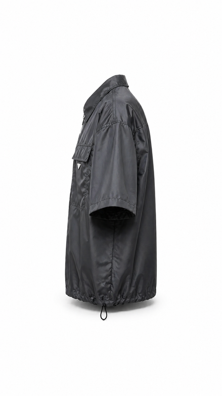 Prada Black Re-Nylon Short-Sleeve Zip Shirt "Unworn"