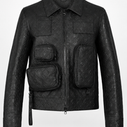 Louis Vuitton Virgil Abloh Monogram Embossed Utility Leather Jacket 