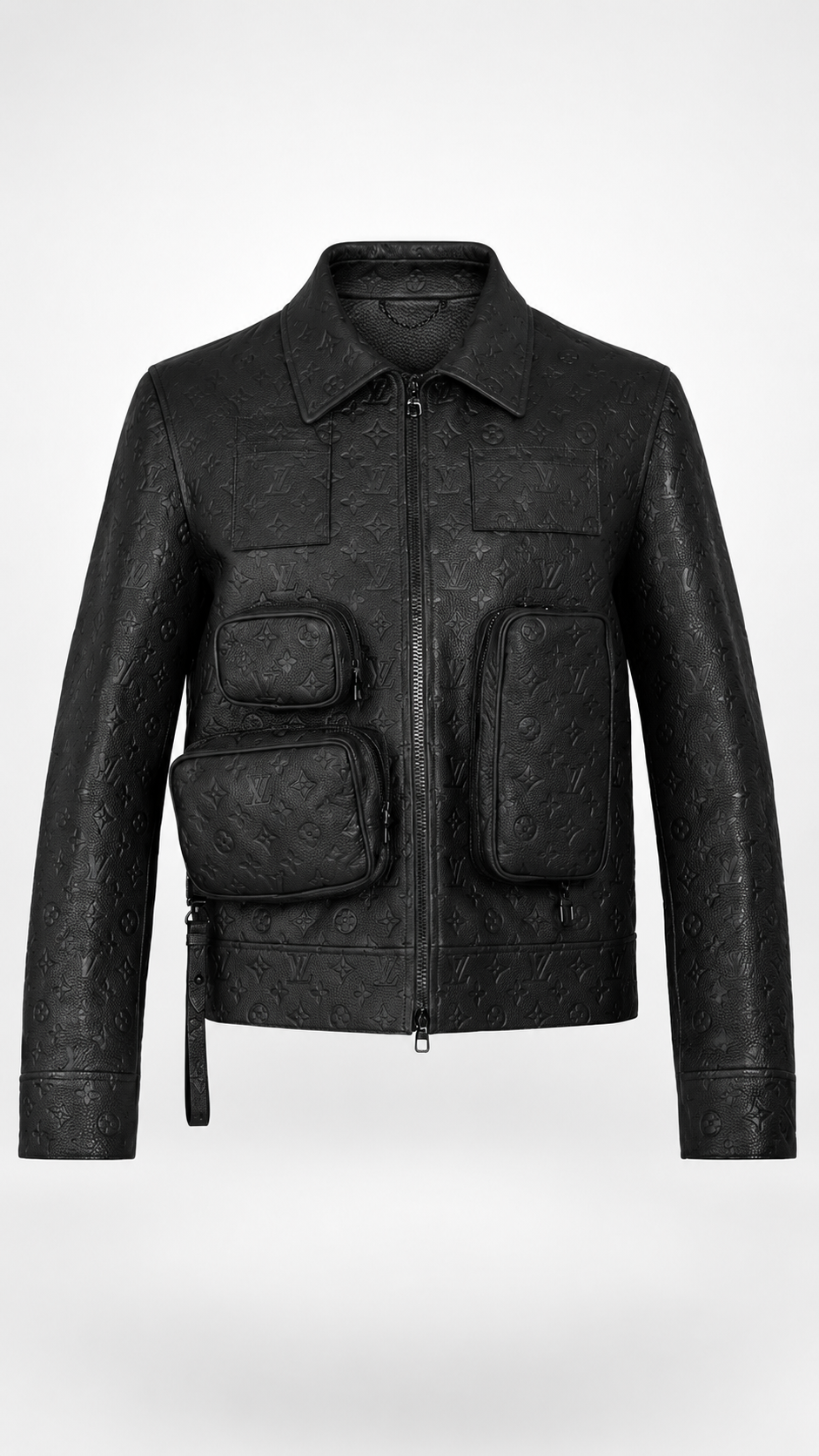 Louis Vuitton Virgil Abloh Monogram Embossed Utility Leather Jacket 