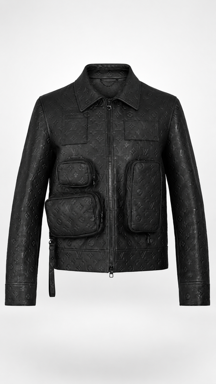 Louis Vuitton Virgil Abloh Monogram Embossed Utility Leather Jacket "Unworn"