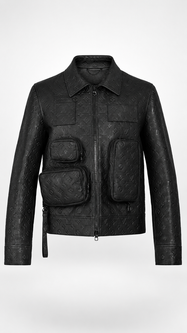 Louis Vuitton Virgil Abloh Monogram Embossed Utility Leather Jacket "Unworn"