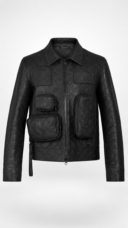 Louis Vuitton Virgil Abloh Monogram Embossed Utility Leather Jacket "Unworn"