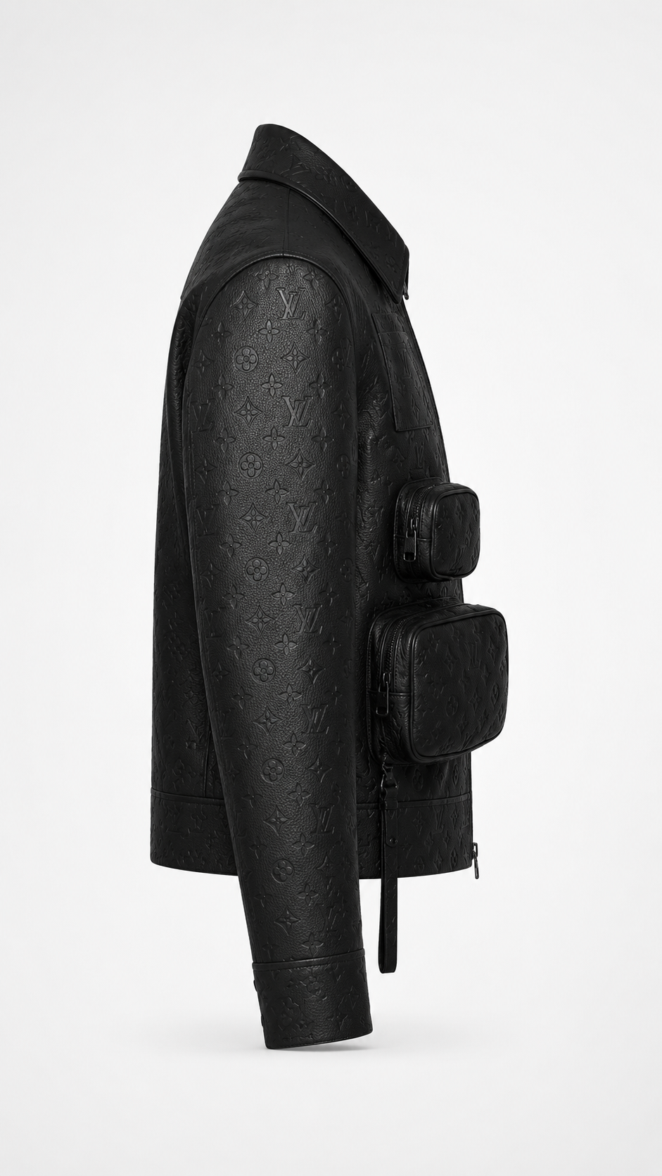 Louis Vuitton Virgil Abloh Monogram Embossed Utility Leather Jacket 