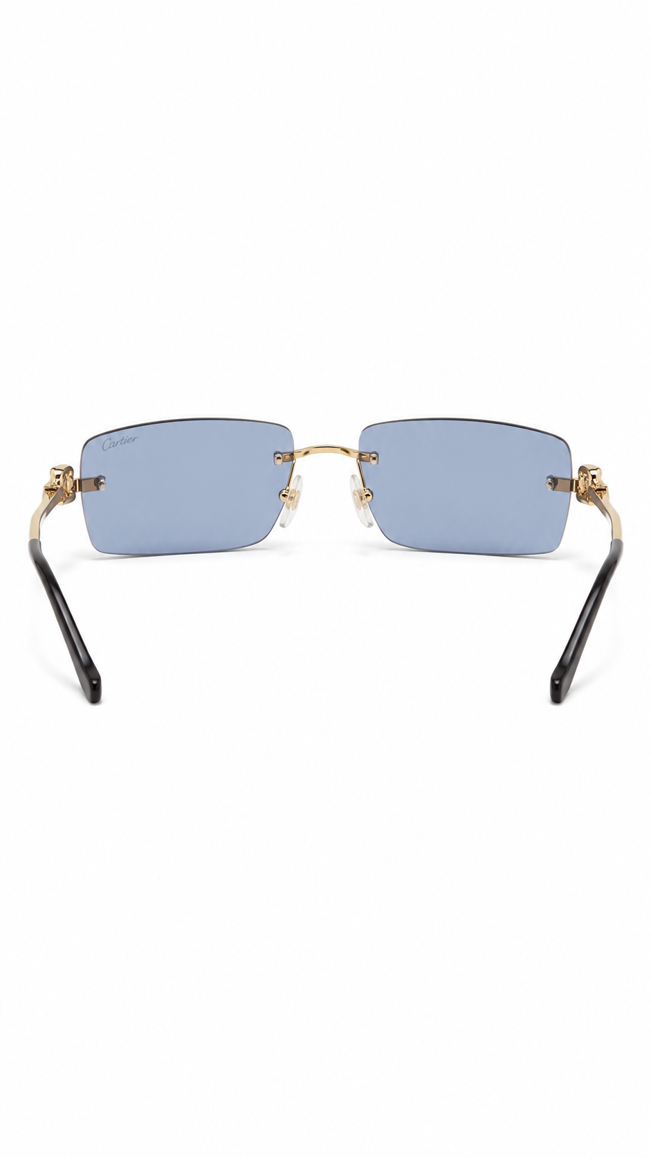Cartier Panthère de Cartier Rimless Sunglasses Gold & Blue 