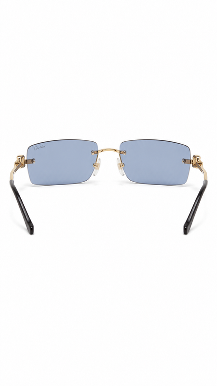 Cartier Panthère de Cartier Rimless Sunglasses Gold & Blue "Unworn"