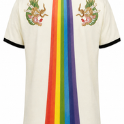 Gucci Cream UFO Print Cotton Distressed Crew Neck T-Shirt 