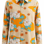 Prada Orange Floral Cotton Long-Sleeve Shirt 