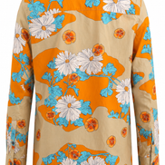 Prada Orange Floral Cotton Long-Sleeve Shirt 