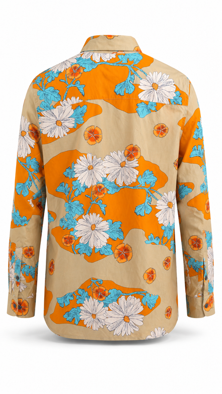 Prada Orange Floral Cotton Long-Sleeve Shirt "Unworn"