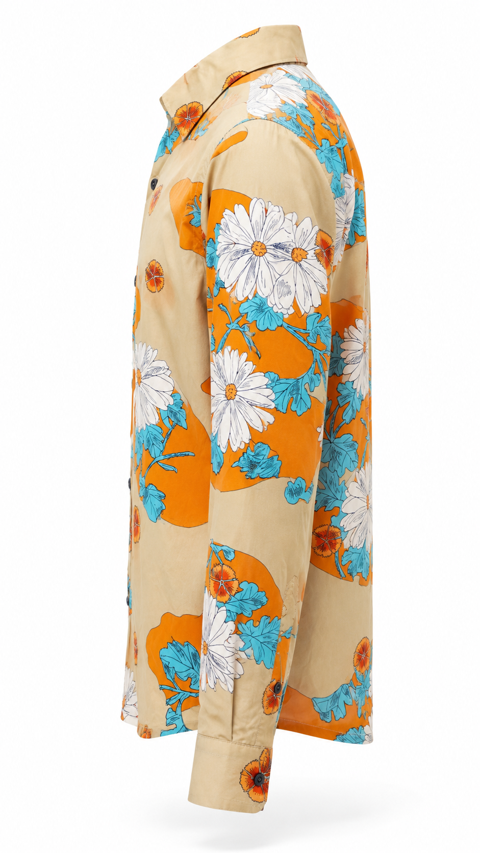 Prada Orange Floral Cotton Long-Sleeve Shirt 