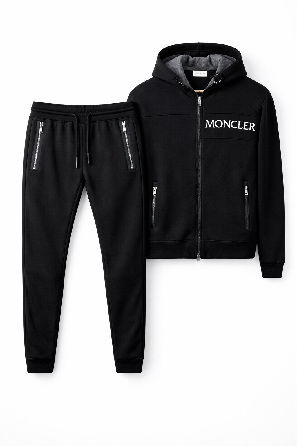 Moncler Split Logo Black Cotton Tracksuit Set (Pre-Loved)