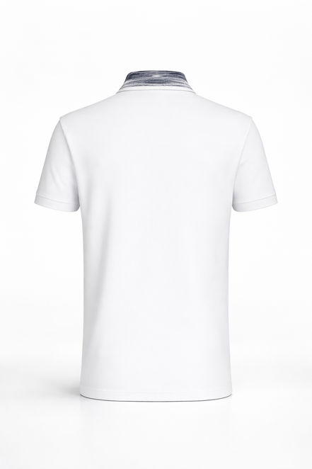 Missoni Signature Knit Collar White Cotton Polo Shirt (Pre-Loved)