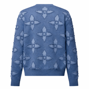 Louis Vuitton Textured Monogram Floral Blue Cotton Jumper 