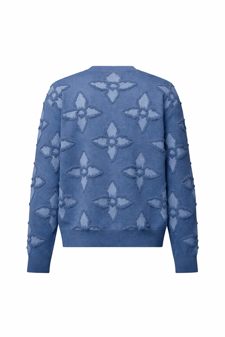 Louis Vuitton Textured Monogram Floral Blue Cotton Jumper "Unworn"